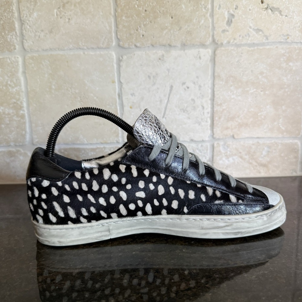 Revolve P448 John Calf Hair Spotted Cowiena Sneaker Black White EU 39 US 8.5 9 - Picture 9 of 14